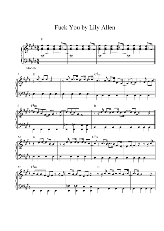Fuck You - Lily Allen (Piano Sheet Music) Printable pdf