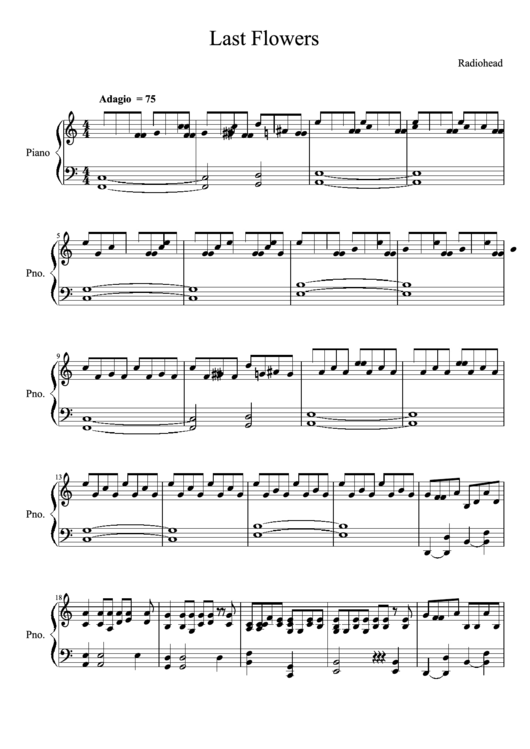 Piano Sheet Music: Last Flowers - Radiohead Printable pdf