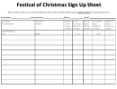 Christmas Festival Sign Up Sheet Template