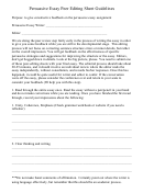 Persuasive Essay Peer Editing Sheet Template
