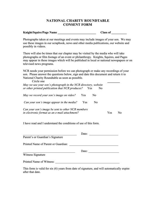 National Charity Roundtable Consent Form
