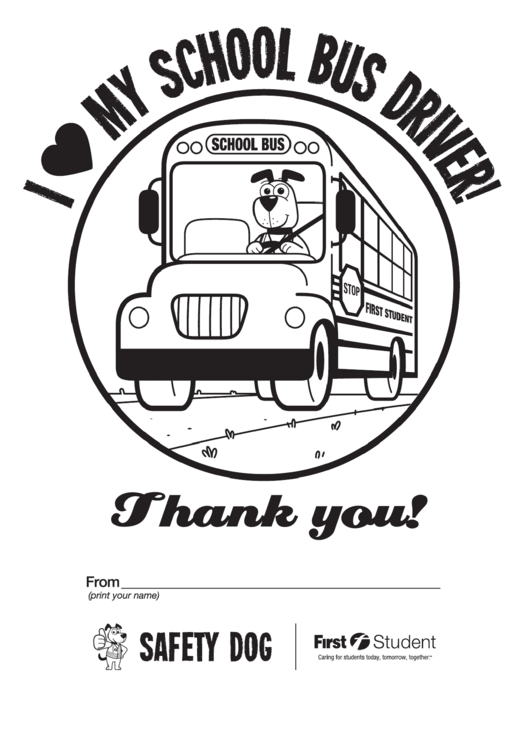 I Love My School Bus Driver Coloring Sheet