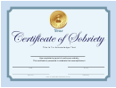 Sobriety Certificate Template - 1 Year - Blue