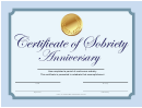 Sobriety Certificate Template - Anniversary - Blue