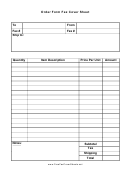 Order Form Fax Cover Sheet