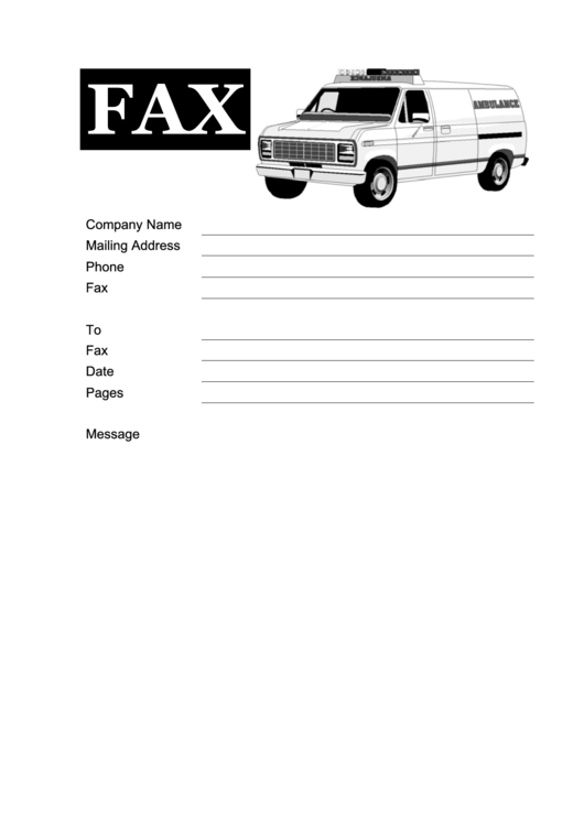 Ambulance - Fax Cover Sheet Printable pdf