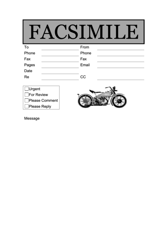 Facsimile Template - Motorcycle Printable pdf