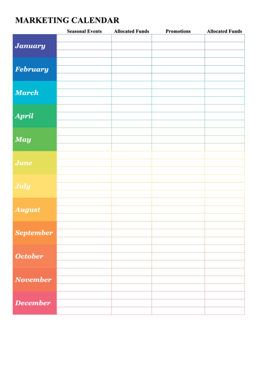 Monthly Marketing Planner Template Printable pdf