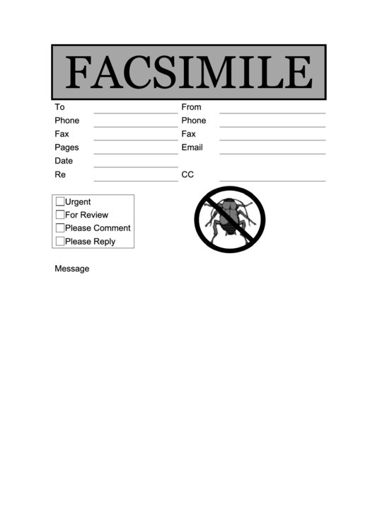 Facsimile Template - Pest Control Printable pdf