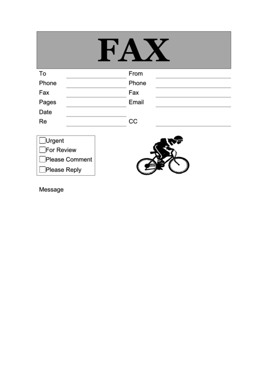 Fax Cover Sheet - Bike Printable pdf