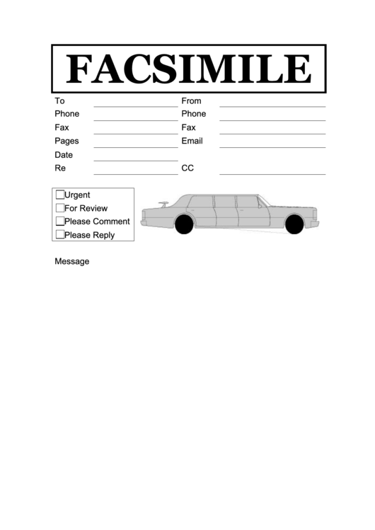 Facsimile Template - Limousine Printable pdf