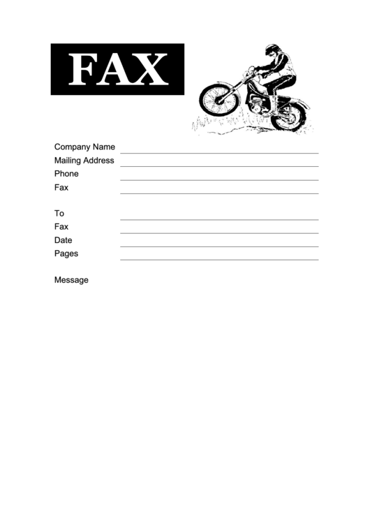 Dirt Bike - Fax Cover Sheet Printable pdf