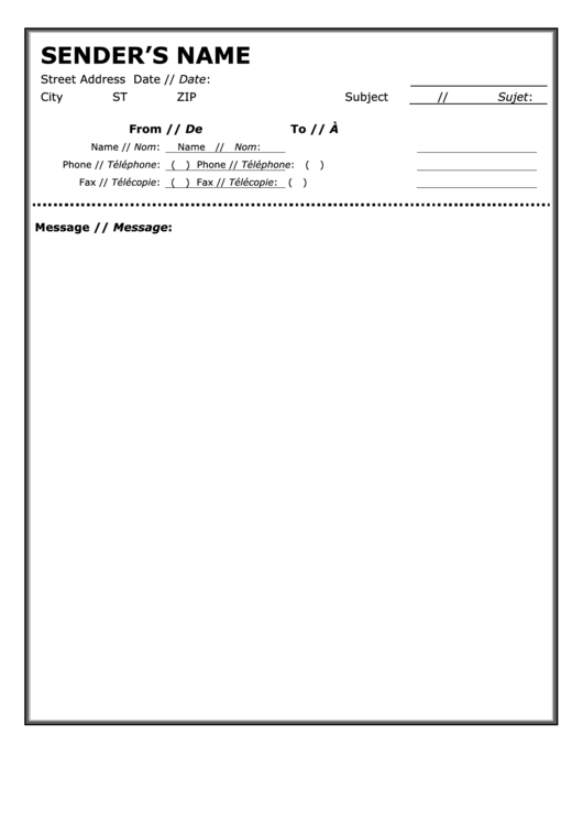 French Fax Cover Sheet Printable pdf