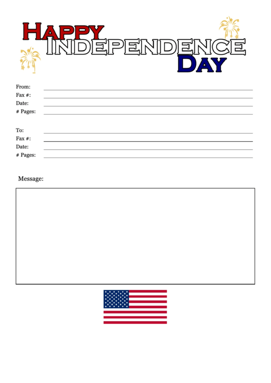Independence Day - Fax Cover Sheet Printable pdf