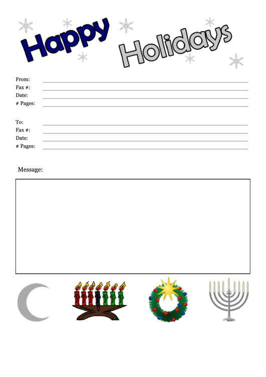 Happy Holidays - Fax Cover Sheet Printable pdf