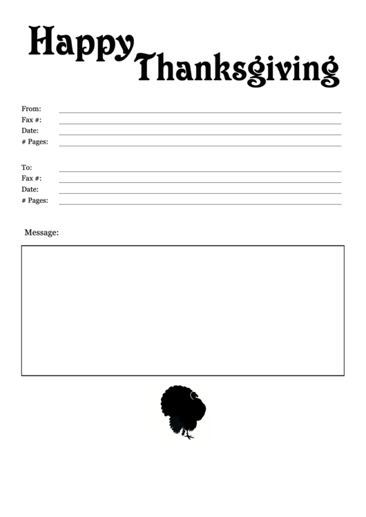 Happy Thanksgiving Fax Cover Sheet Printable pdf