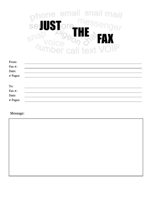 Just The Fax - Fax Cover Sheet Printable pdf