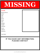 Red Missing Person Poster Template