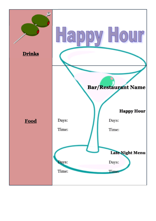 Happy Hour Flyer Template Printable pdf