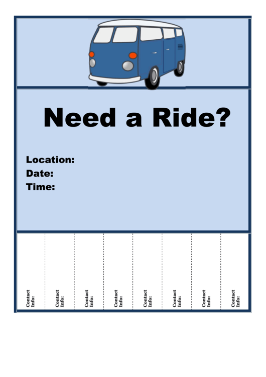 Need A Ride Flyer Template Printable pdf