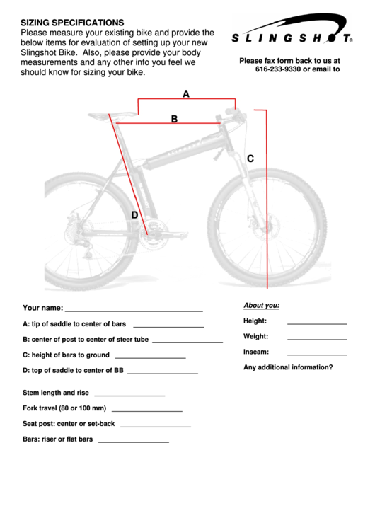 Slingshot Bike Size Chart
