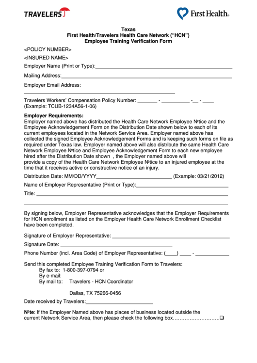 Employee Training Verification Form Printable pdf
