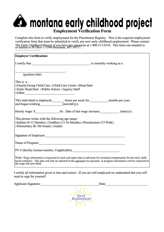 Fillable Employment Verification Form Printable pdf