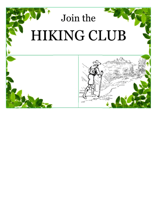 Hiking Club Flyer Template Printable pdf