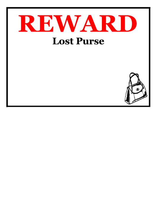 Lost Purse Reward Poster Template Printable pdf
