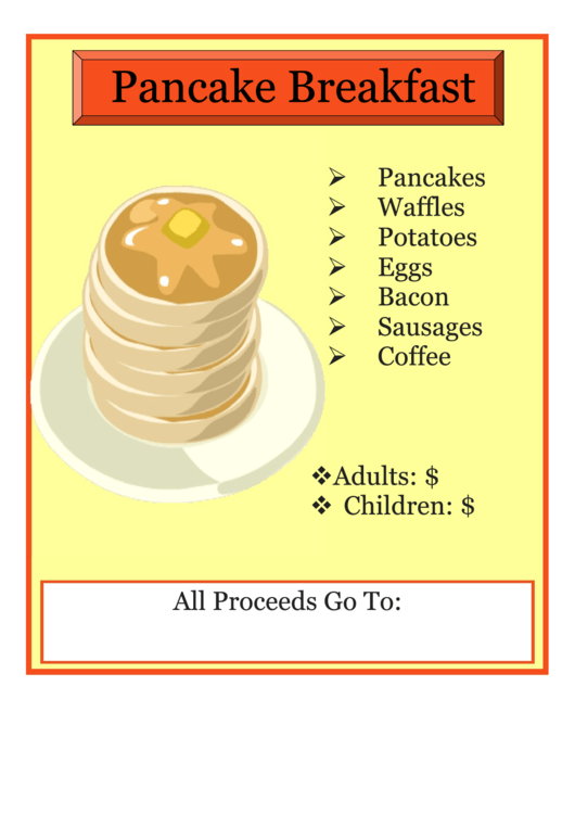 Pancake Breakfast Flyer Template Printable pdf