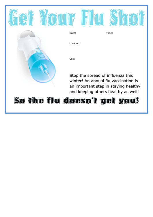 Annual Flu Vaccination Flyer Template Printable pdf