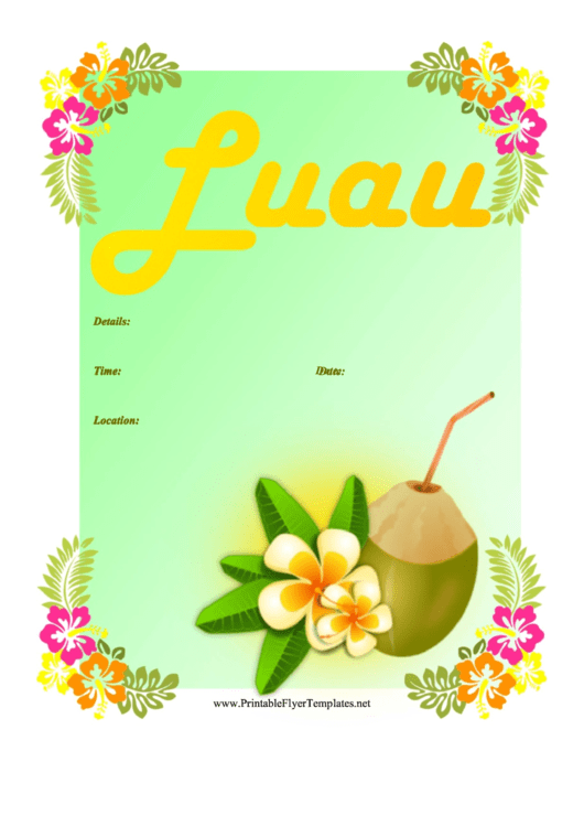 Luau Flyer Template Printable pdf