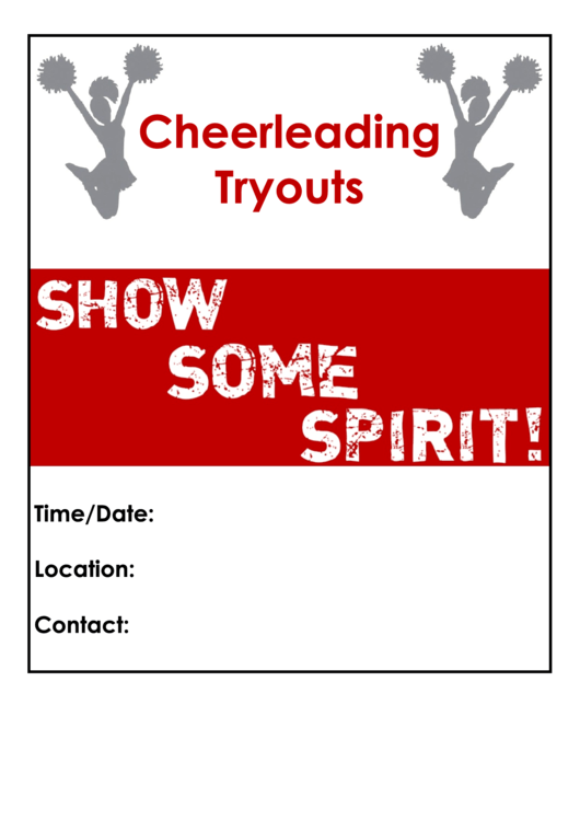 Cheerleading Tryouts Flyer Template Printable pdf