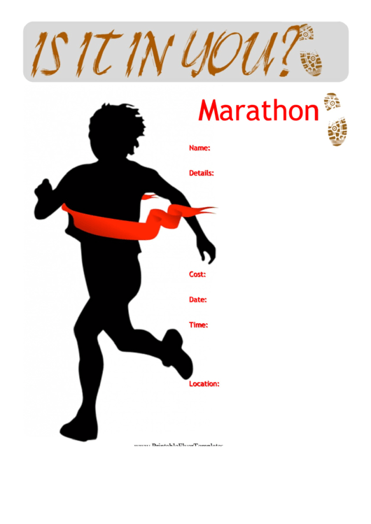 Marathon Flyer Template Printable pdf