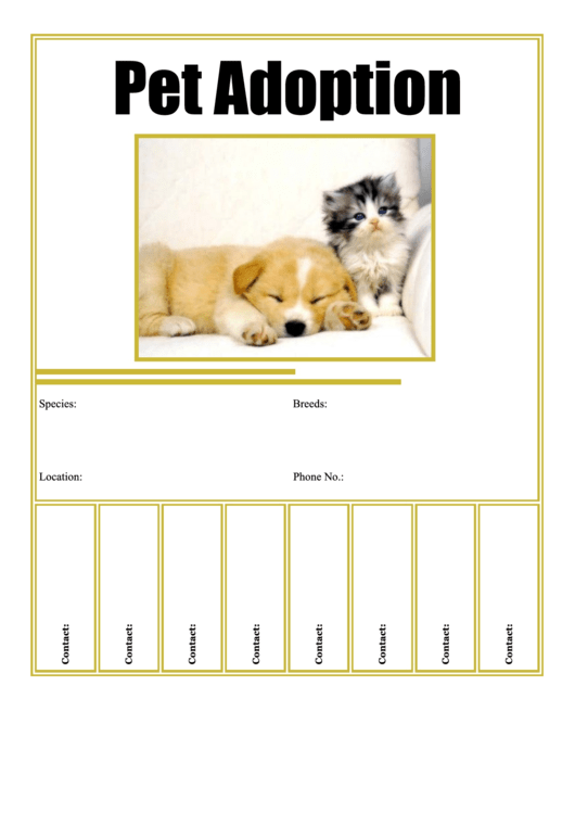 Pet Adoption Flyer Template Printable pdf