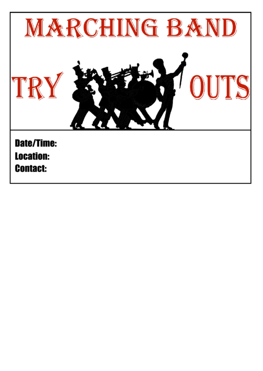 Band Try Out Flyer Template Printable pdf