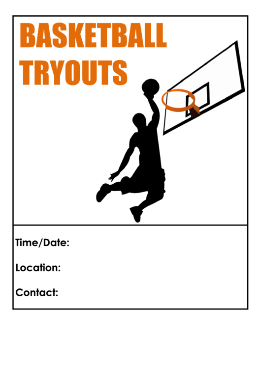 Basketball Tryouts Flyer Template Printable pdf
