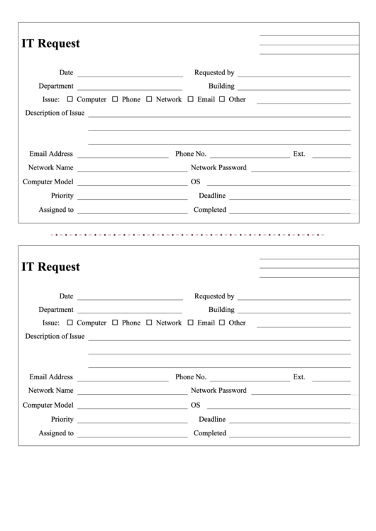 It Request Form Printable pdf