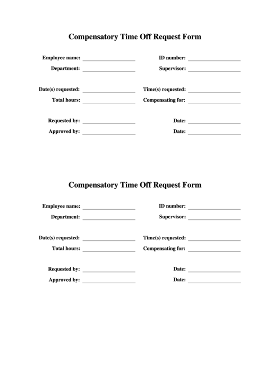 Compensatory Time Off Request Form Printable pdf