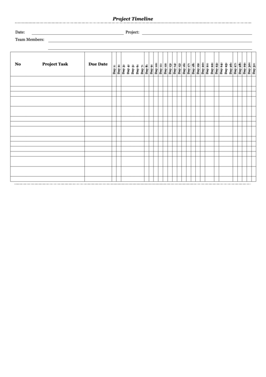 Project Timeline Template Printable pdf