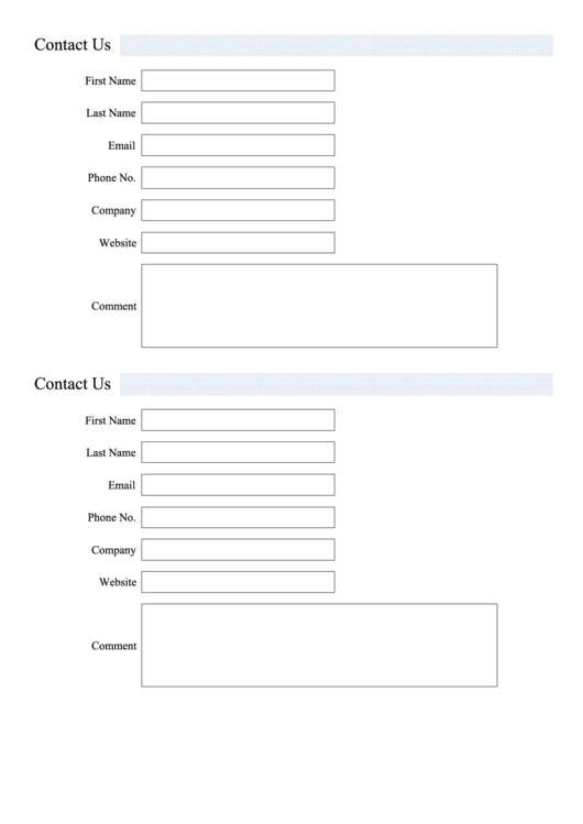 Contact Us Form Printable pdf