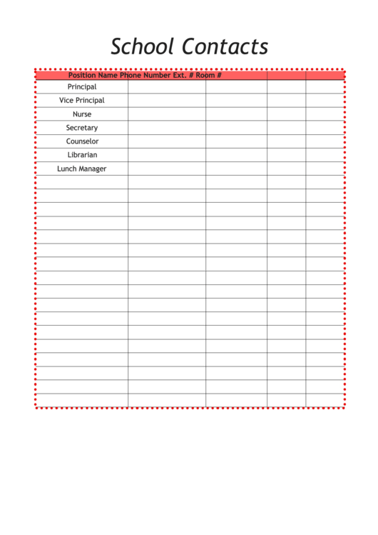 School Contact Form Printable pdf
