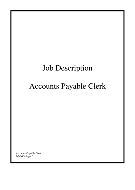 Accounts Payable Clerk Job Description Template Printable pdf
