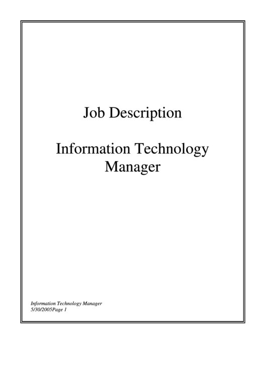 Information Technology Manager Printable pdf