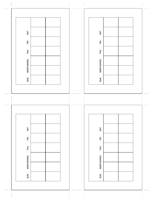 2 Lines Weekly Pocket Calendar Template Printable pdf