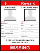 Abducted Person Poster Template With Reward