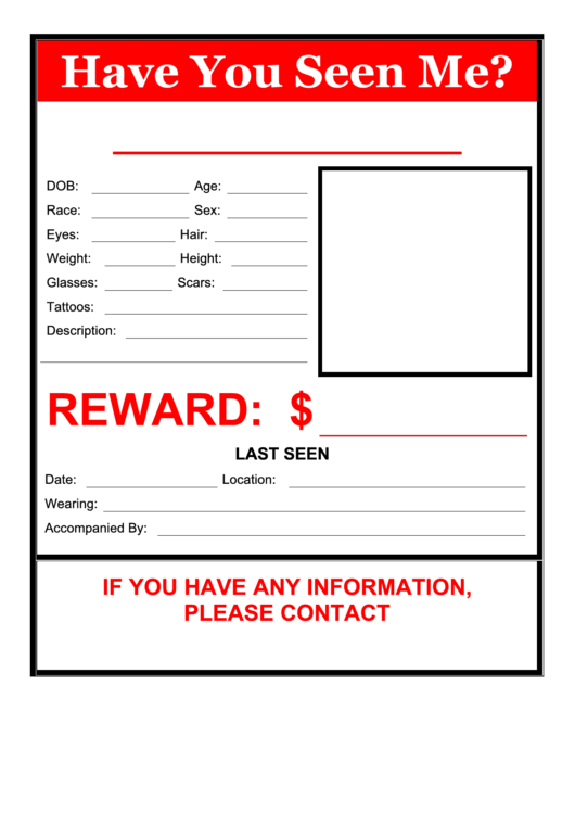 Have You Seen Me Missing Poster Template Printable pdf