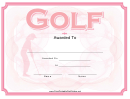 Golf Award Certificate Template