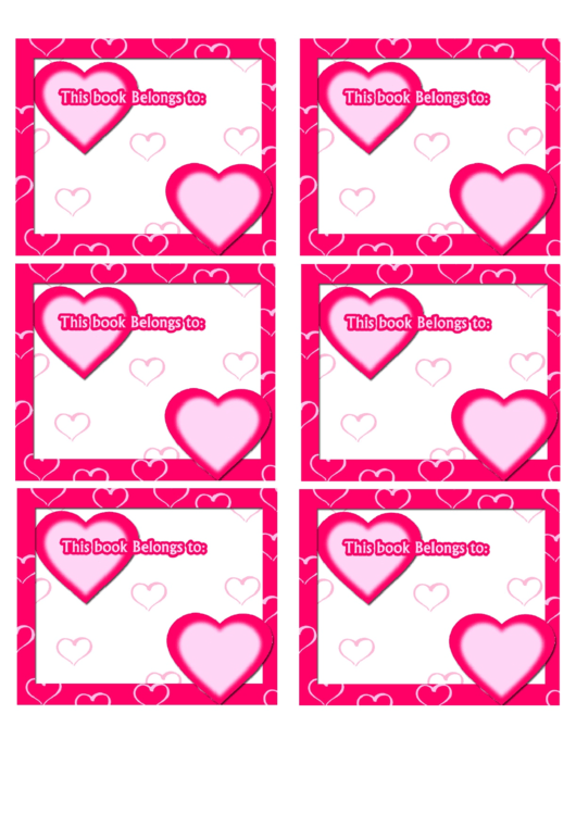 Pink Heart Bookplates Printable pdf