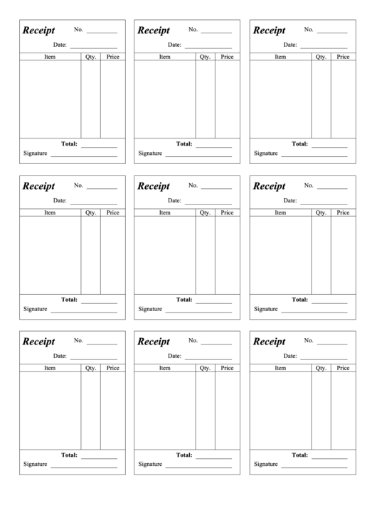 Mini-Receipt Templates (Black And White) Printable pdf